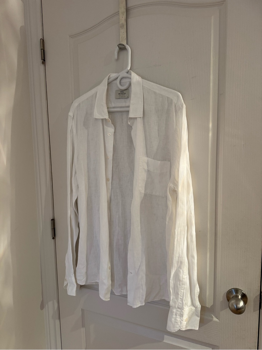 Mr. Mood White Lightweight Linen Button-down